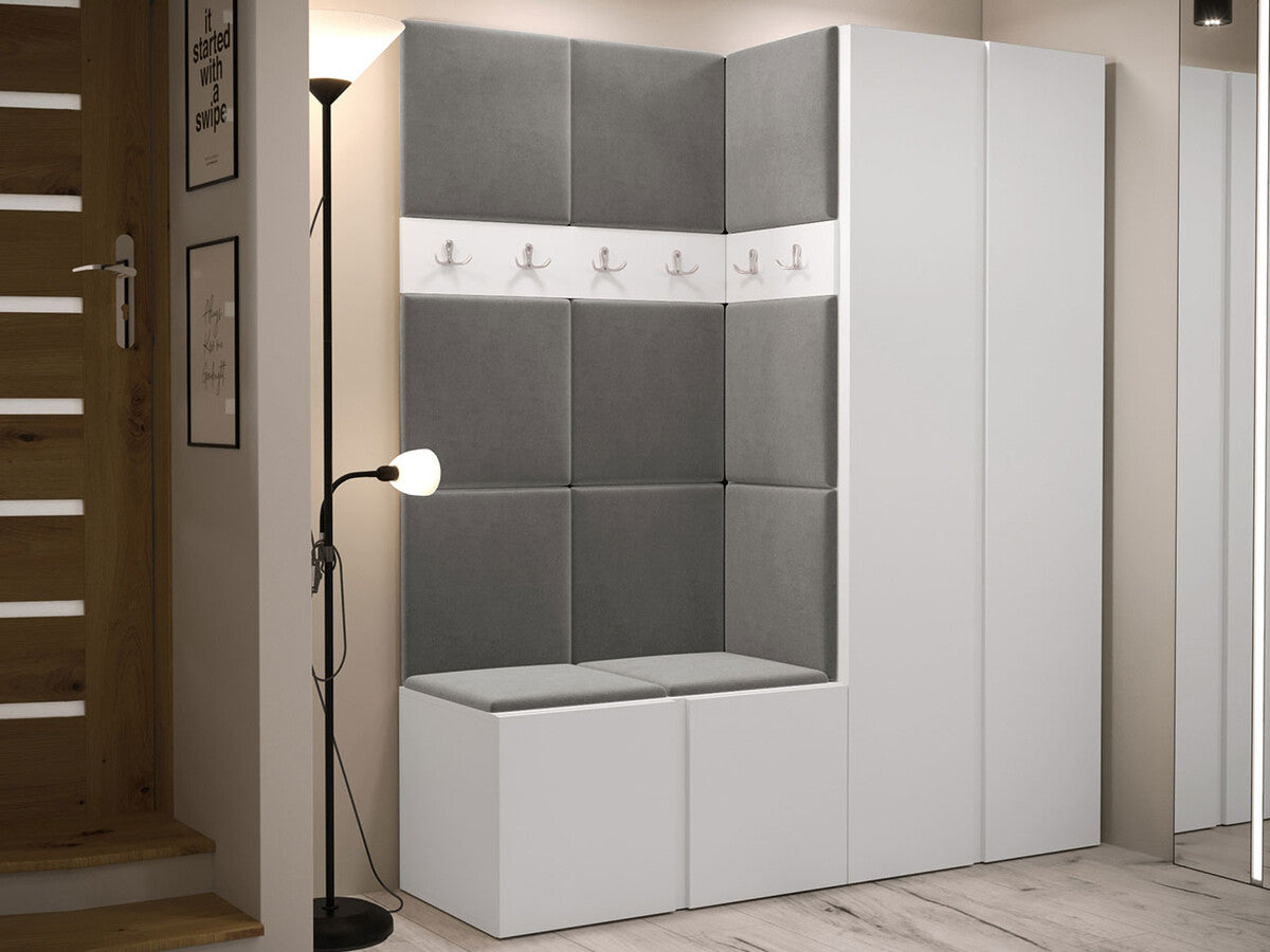 Előszoba garnitúra ORION III (Tavasz III), Keret színe: Fehér, Puha falpanel színe: Manila 16