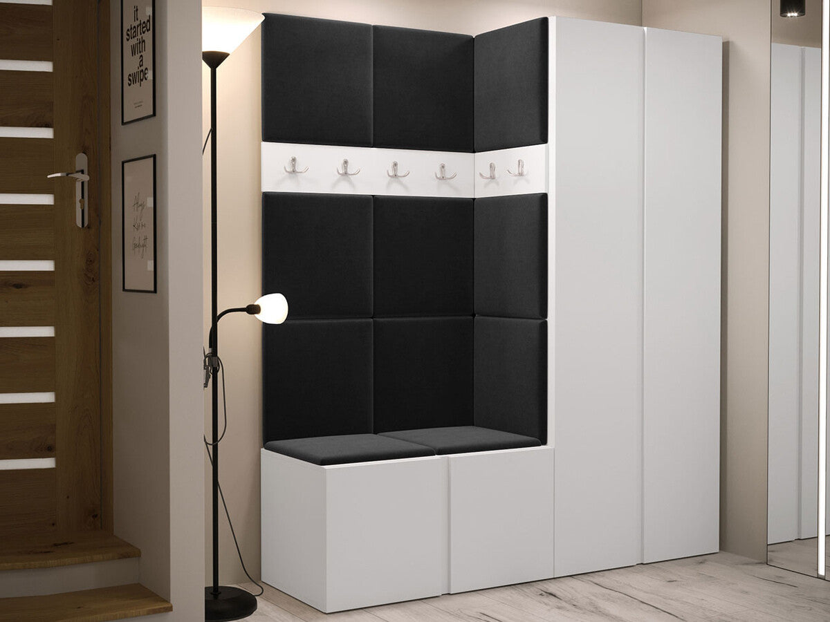 Előszoba garnitúra ORION III (Tavasz III), Keret színe: Fehér, Puha falpanel színe: Manila 18