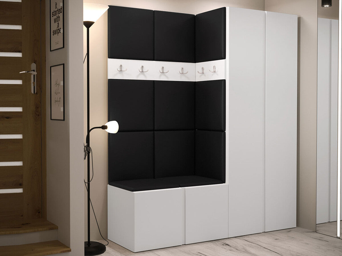 Előszoba garnitúra ORION III (Tavasz III), Keret színe: Fehér, Puha falpanel színe: Öko bőr Soft 011