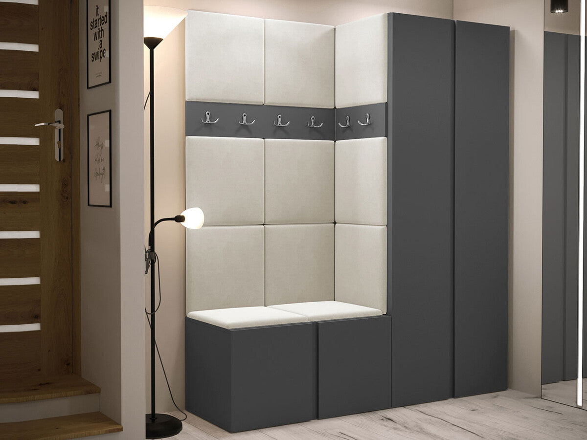 Előszoba garnitúra ORION III (Tavasz III), Keret színe: Grafit, Puha falpanel színe: Manila 02