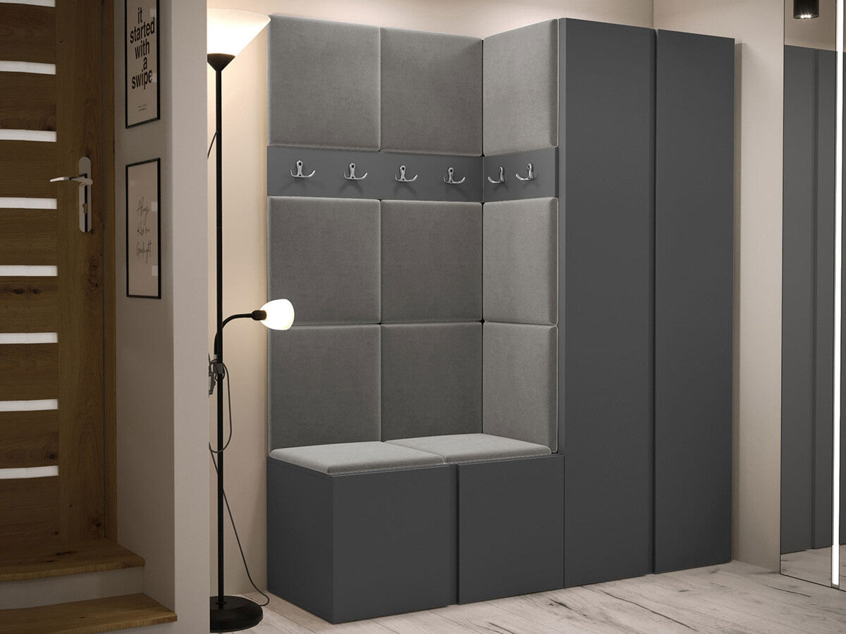 Előszoba garnitúra ORION III (Tavasz III), Keret színe: Grafit, Puha falpanel színe: Manila 16