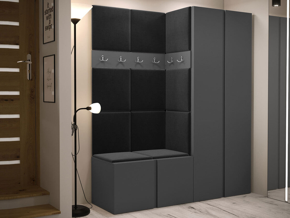 Előszoba garnitúra ORION III (Tavasz III), Keret színe: Grafit, Puha falpanel színe: Manila 18