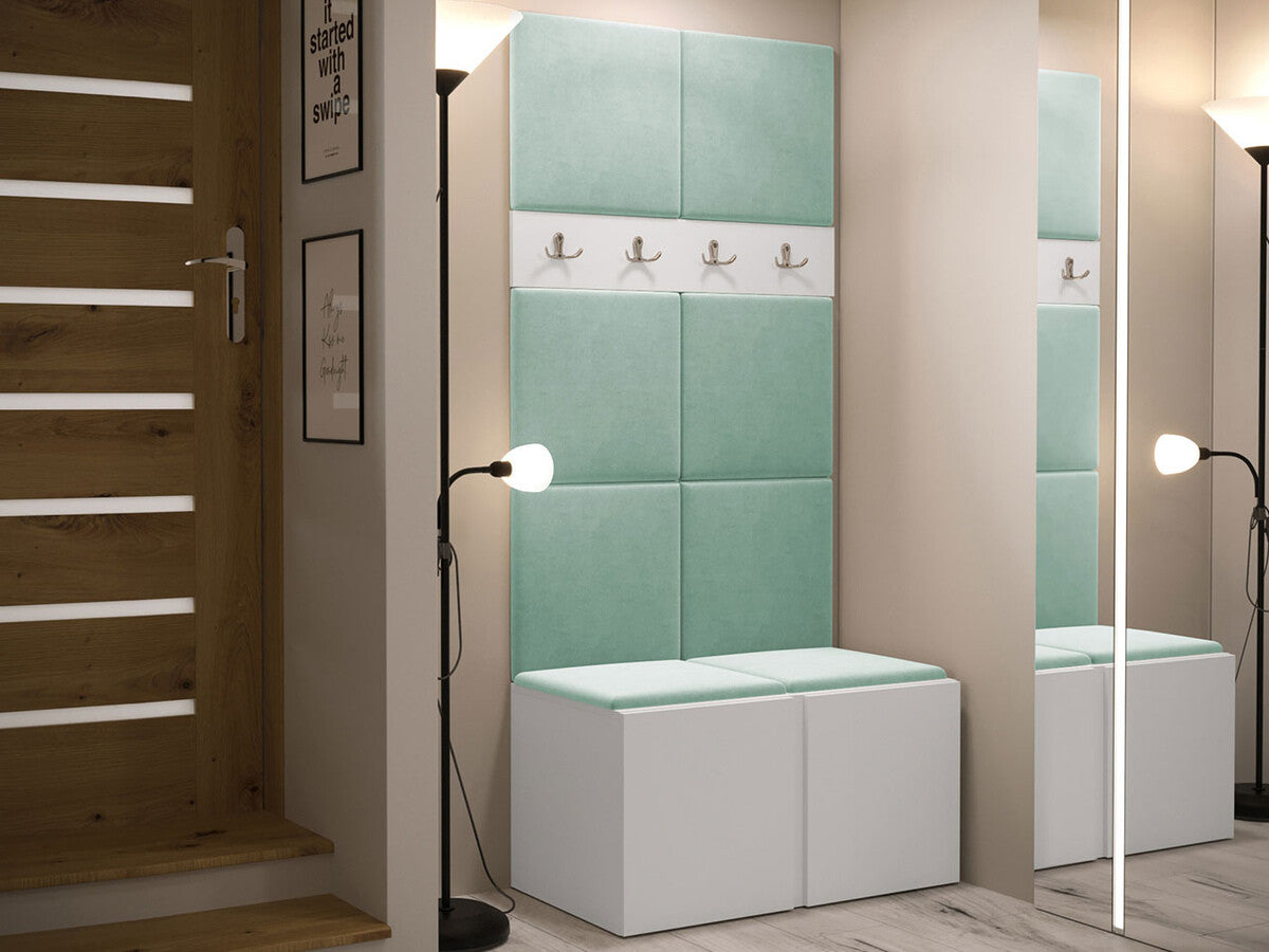 Előszoba garnitúra ORION IV (Tavasz IV), Keret színe: Fehér, Puha falpanel színe: Manila 11