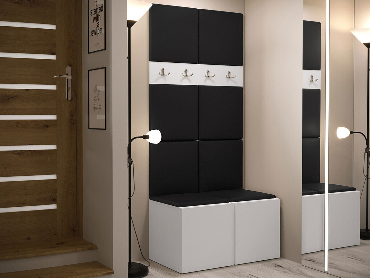 Előszoba garnitúra ORION IV (Tavasz IV), Keret színe: Fehér, Puha falpanel színe: Öko bőr Soft 011