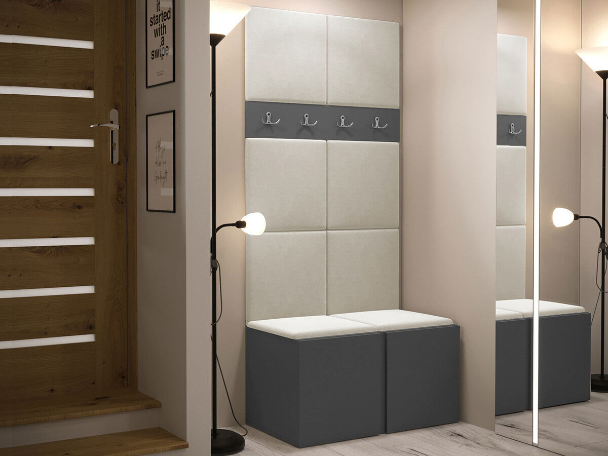 Előszoba garnitúra ORION IV (Tavasz IV), Keret színe: Grafit, Puha falpanel színe: Manila 02