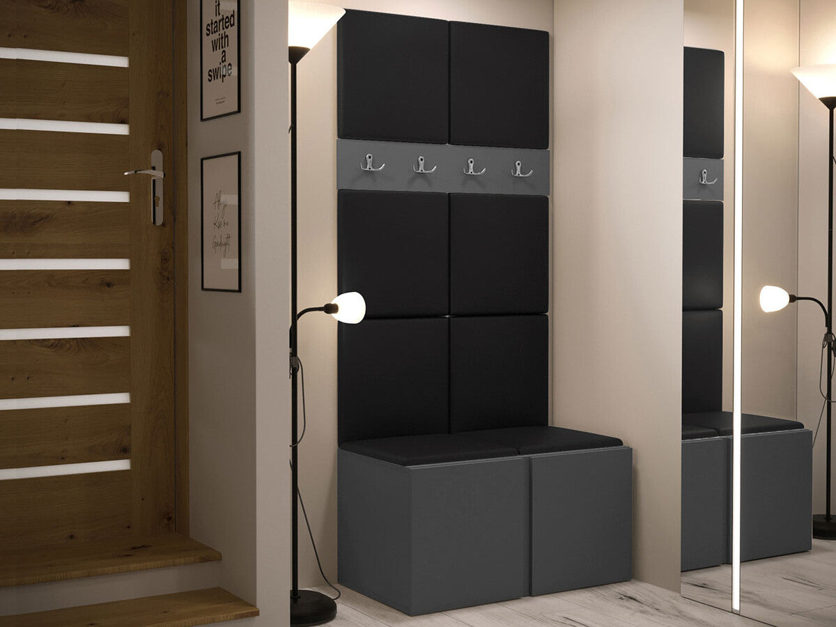 Előszoba garnitúra ORION IV (Tavasz IV), Keret színe: Grafit, Puha falpanel színe: Öko bőr Soft 011