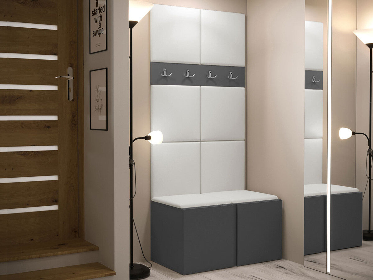 Előszoba garnitúra ORION IV (Tavasz IV), Keret színe: Grafit, Puha falpanel színe: Öko bőr Soft 017