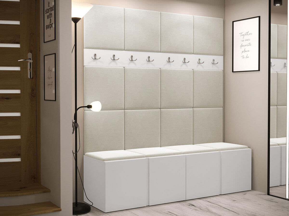 Előszoba garnitúra ORION V (Tavasz V), Keret színe: Fehér, Puha falpanel színe: Manila 02