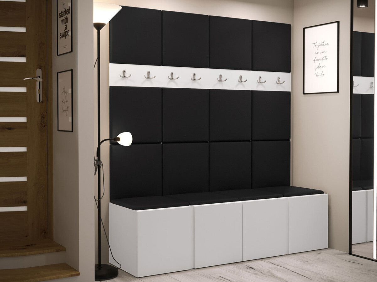 Előszoba garnitúra ORION V (Tavasz V), Keret színe: Fehér, Puha falpanel színe: Öko bőr Soft 011