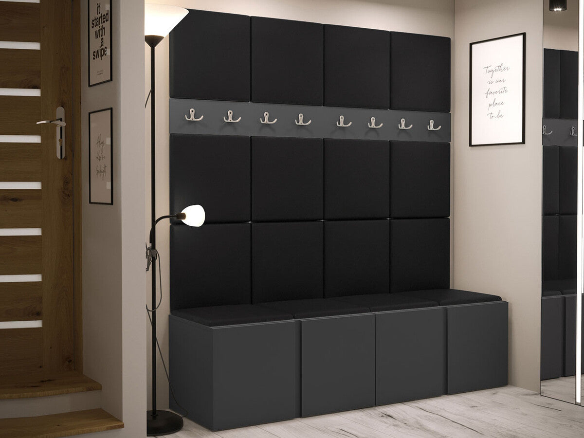 Előszoba garnitúra ORION V (Tavasz V), Keret színe: Grafit, Puha falpanel színe: Öko bőr Soft 011