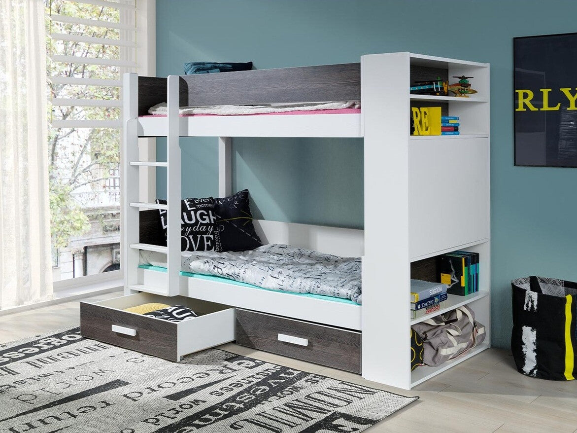 Emeletes ágy GASPAR 90 (Rebiko 90), Szín: Fehér + Sötét Zebrano, Változatok: Balos