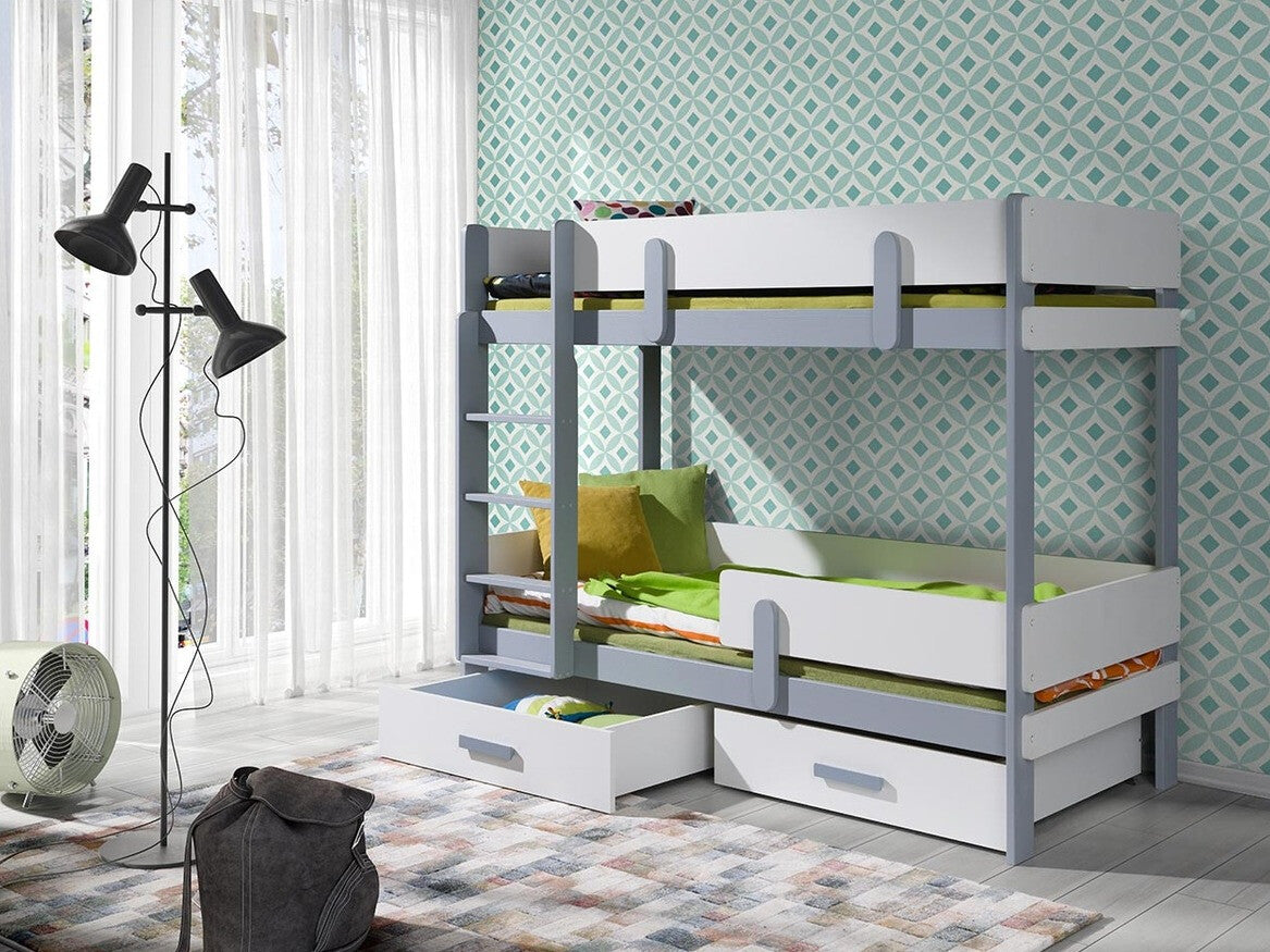 Emeletes ágy ETTORE (Petenti 90), Szín: Fehér + Szürke, Változatok: Balos