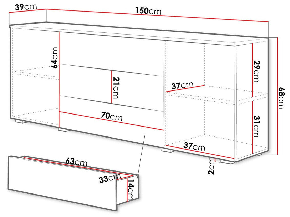 Komód PARIS 150 (Bamisio), Szín: Wotan tölgy