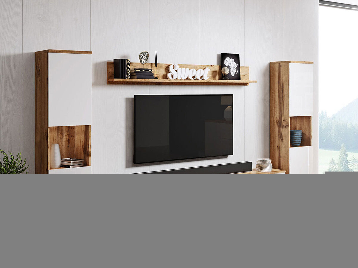 Nappali szett PARIS XL (Bamisio), Szín: Wotan tölgy + Fényes fehér, Led világítás: Nem