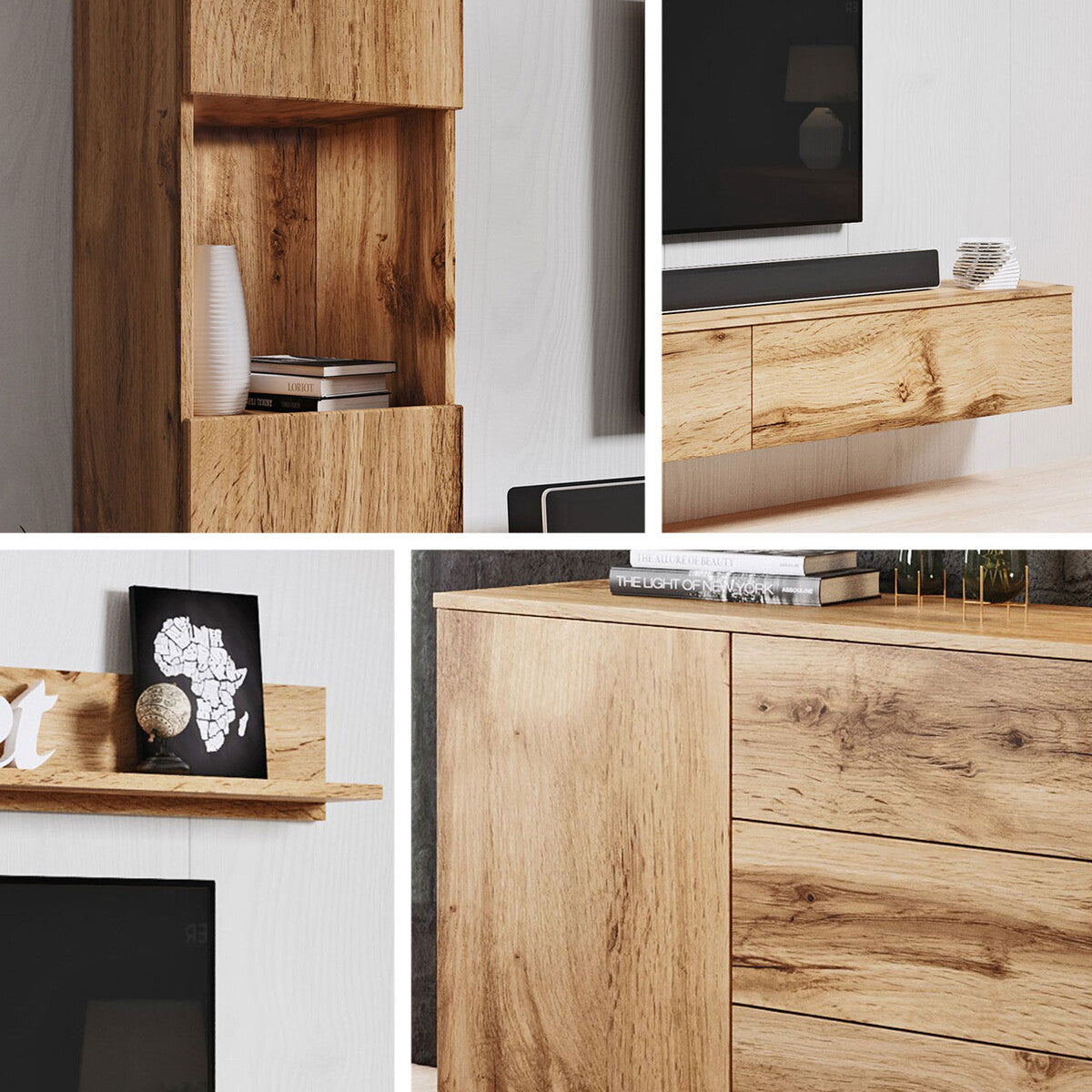 Nappali szett PARIS I (Bamisio I), Szín: Wotan tölgy, Led világítás: Nem