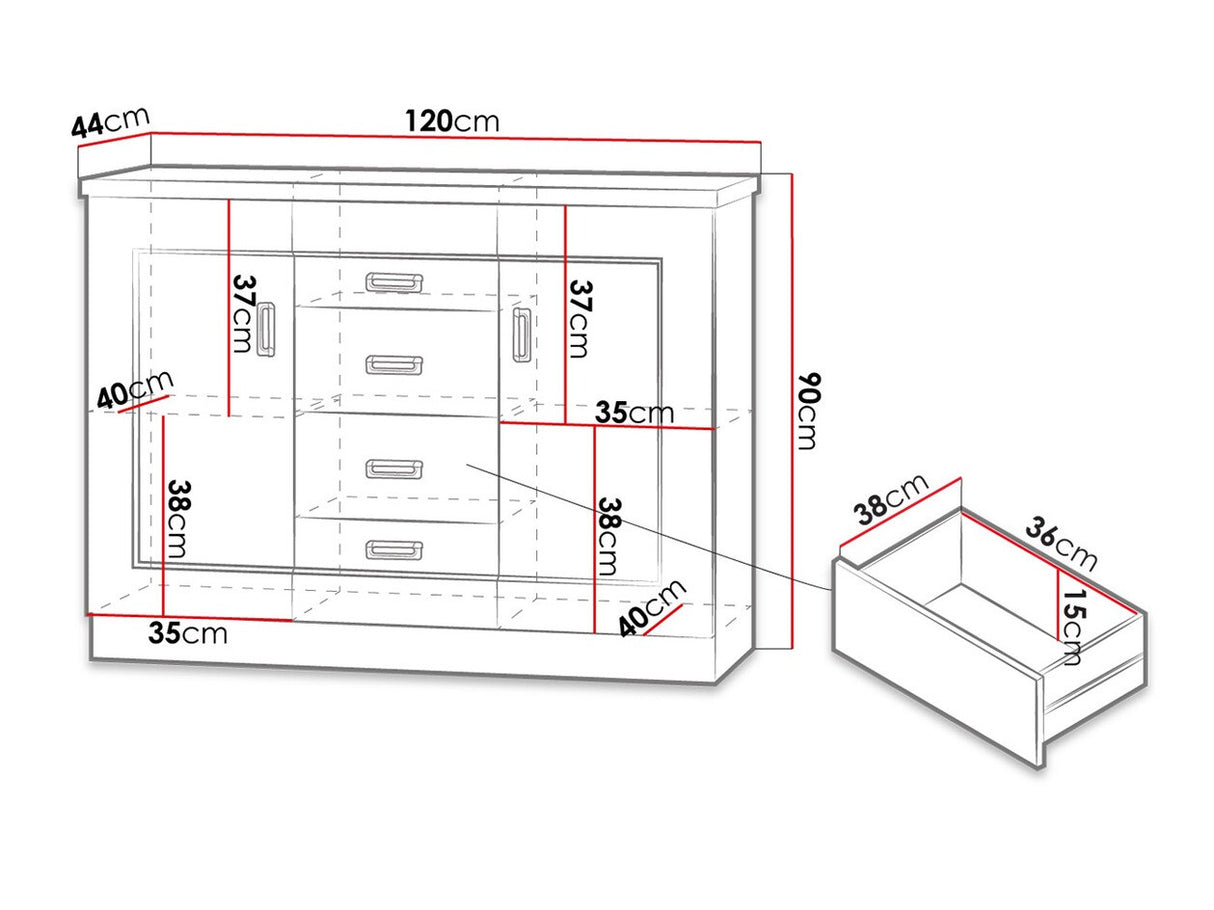 Komód Tadeusz T-5 (Nemris N5), Szín: Lefkas tölgy