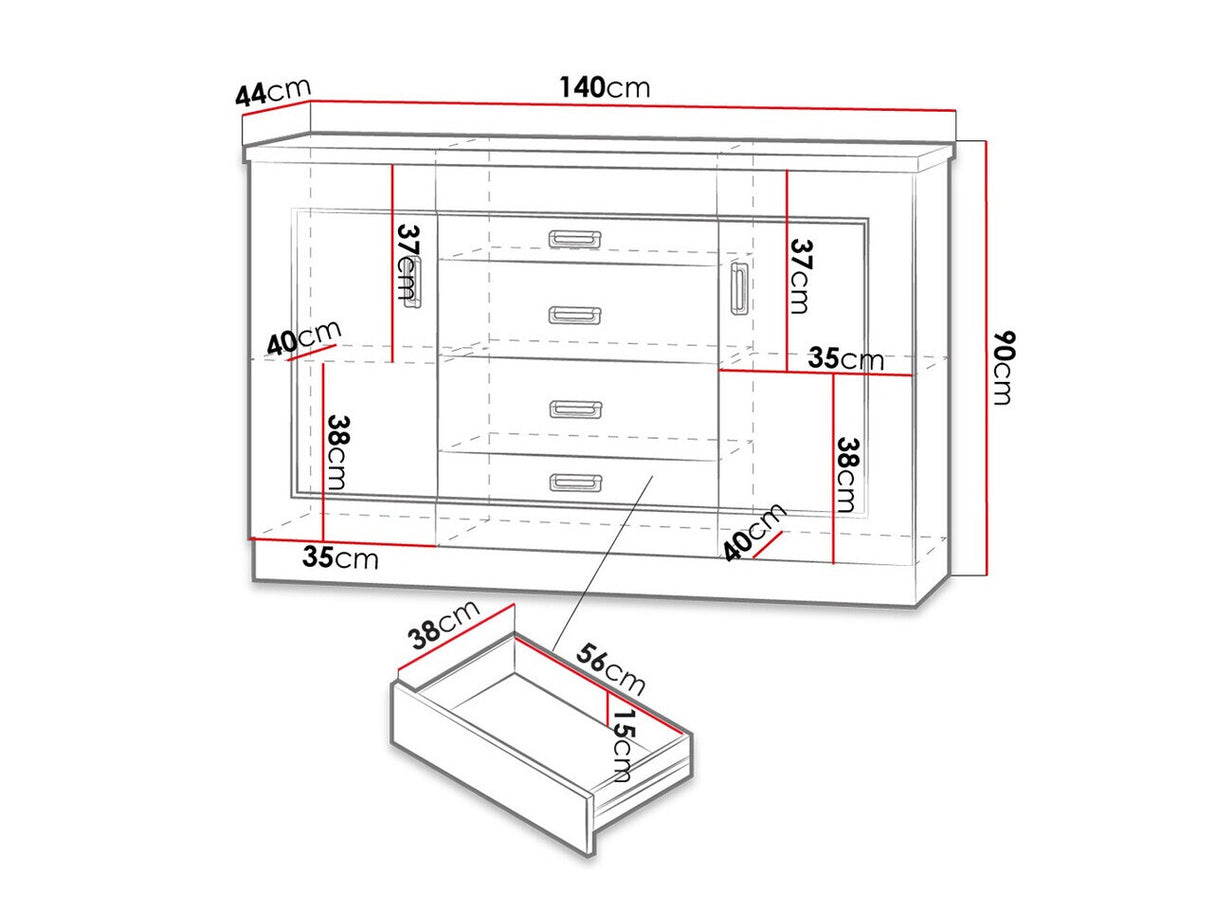 Komód Tadeusz T-6 (Nemris N6), Szín: Lefkas tölgy