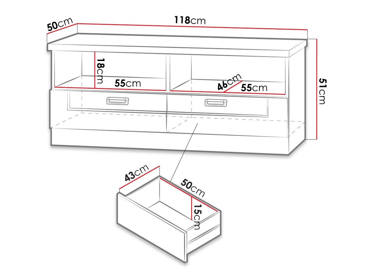 TV-állvány Tadeusz T-11 (Nemris N11), Szín: Lefkas tölgy