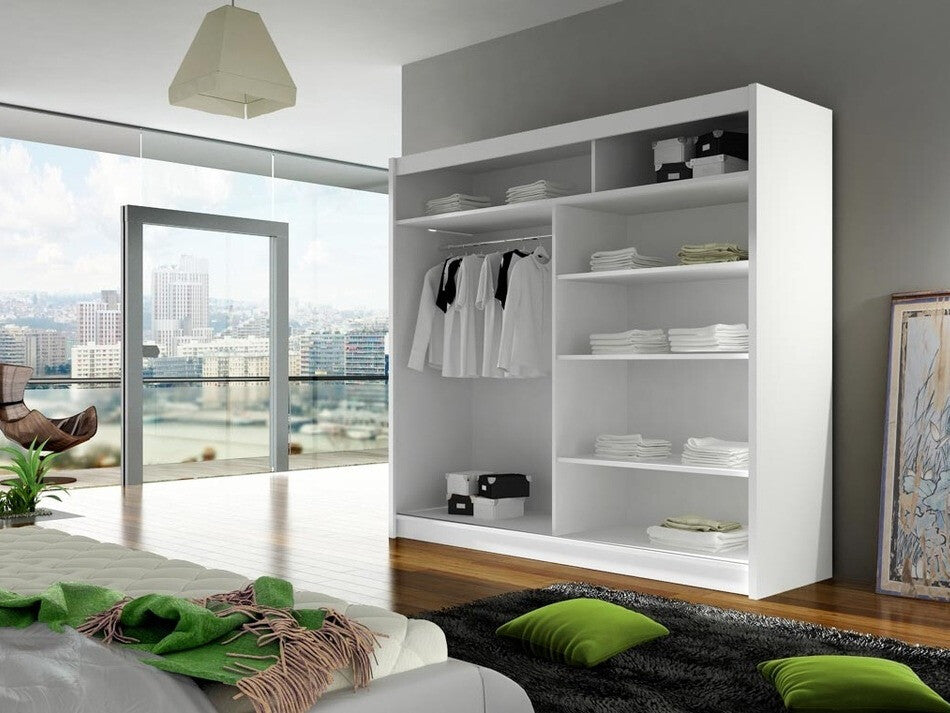 Gardróbszekrény Bega 180 I (London), Szín: Fekete, Led világítás: Nem