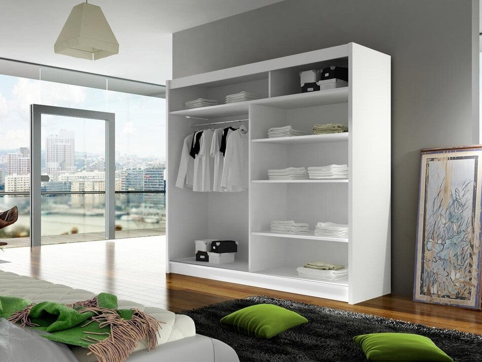 Gardróbszekrény Bega 180 I (London), Szín: Fekete, Led világítás: Igen