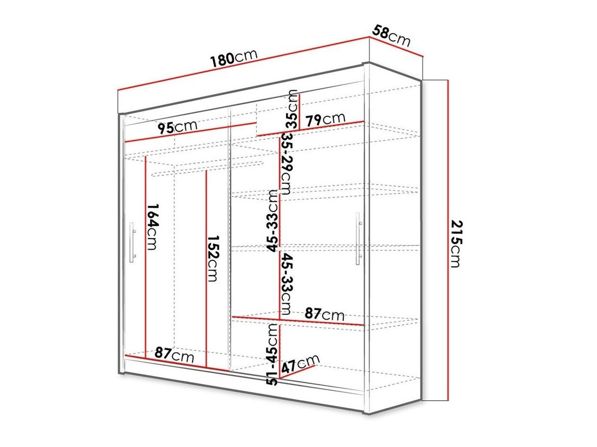 Gardróbszekrény Bega 180 I (London), Szín: Sonoma tölgy, Led világítás: Igen