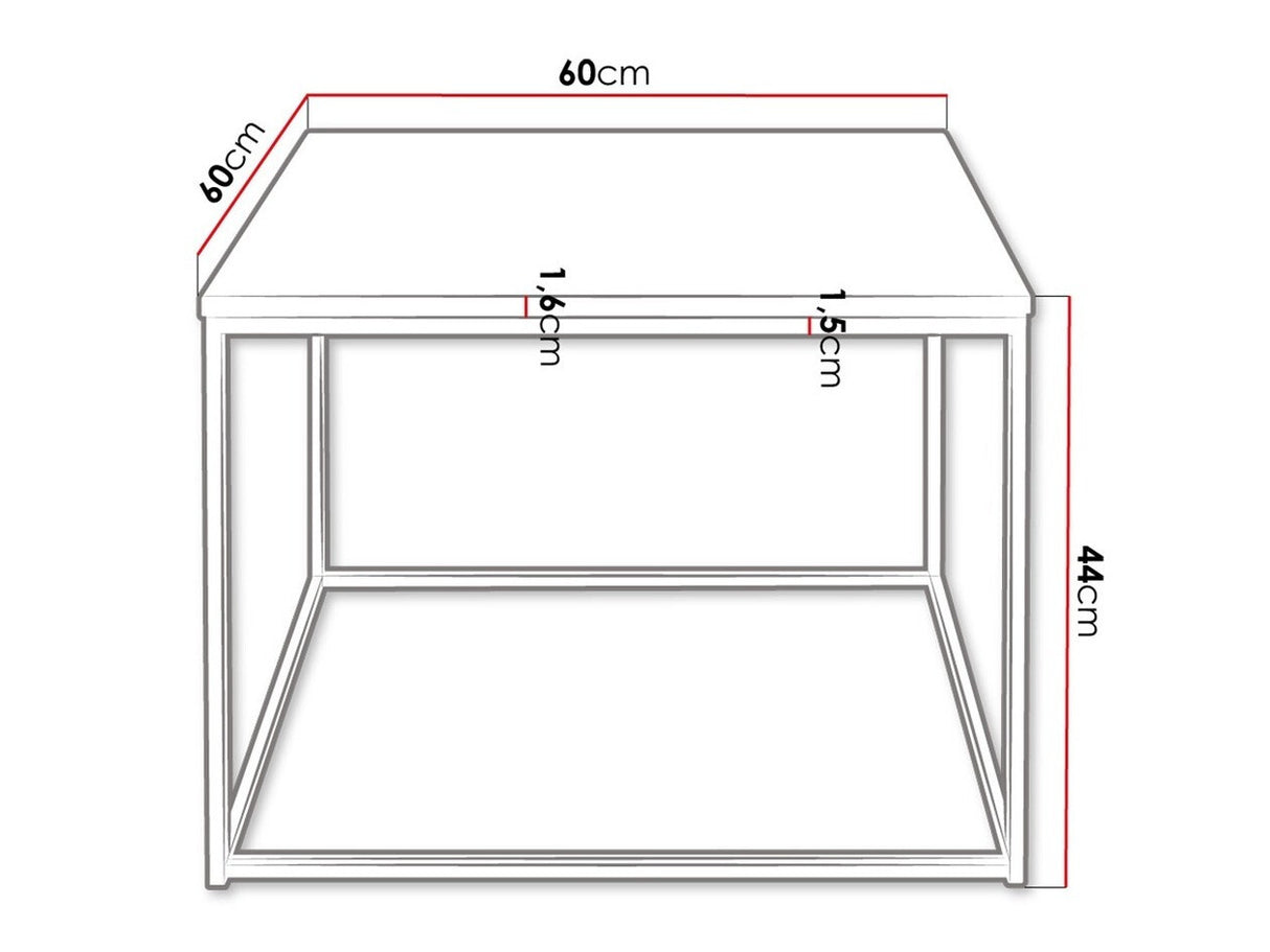 Dohányzóasztal Cubo (Etelka), Szín: Matt fekete + Tölgy