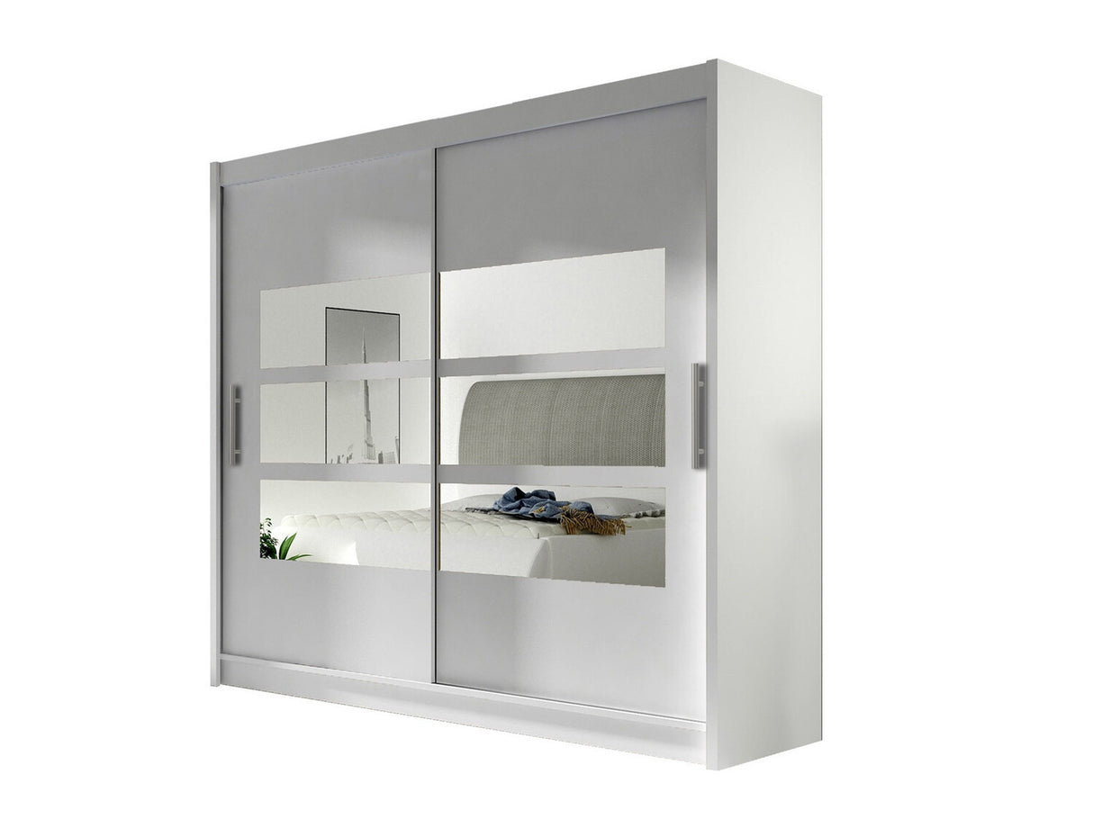 Gardróbszekrény Bega 180 III (London), Szín: Fehér, Led világítás: Nem