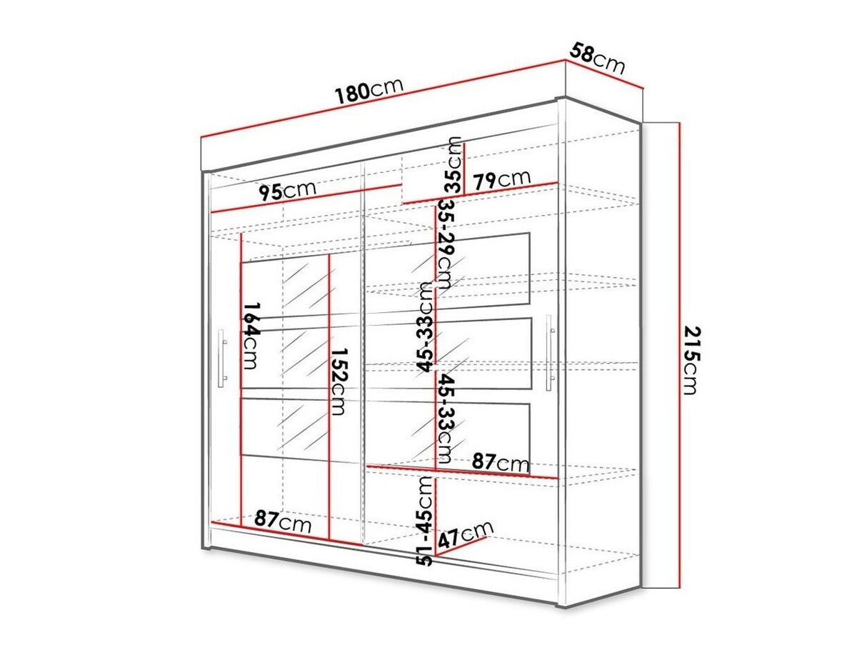 Gardróbszekrény Bega 180 III (London), Szín: Sonoma tölgy, Led világítás: Igen
