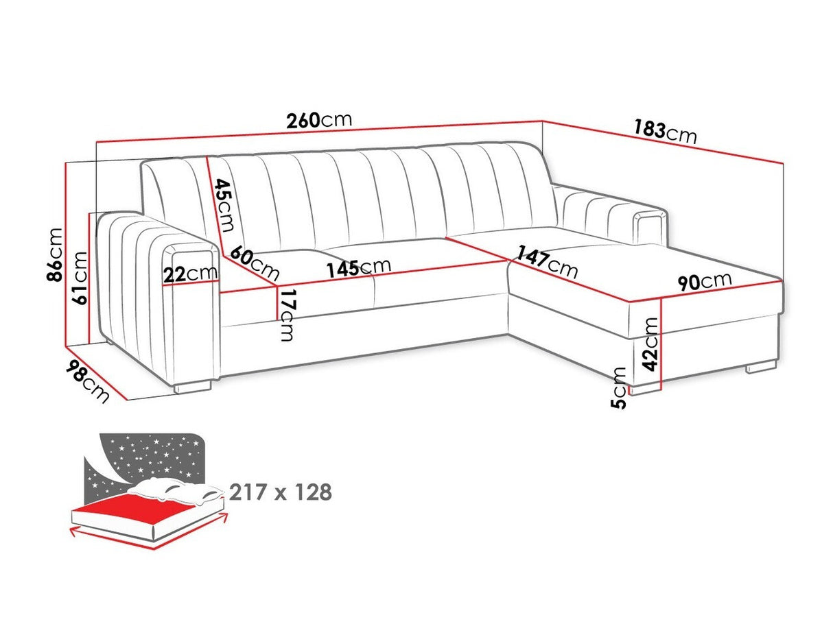 Sarokkanapé KENZO (Ritobenem), Szín: Manila 02, Változatok: Balos