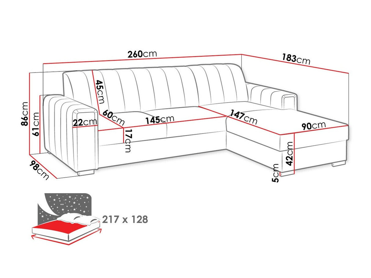 Sarokkanapé KENZO (Ritobenem), Szín: Manila 02, Változatok: Jobbos