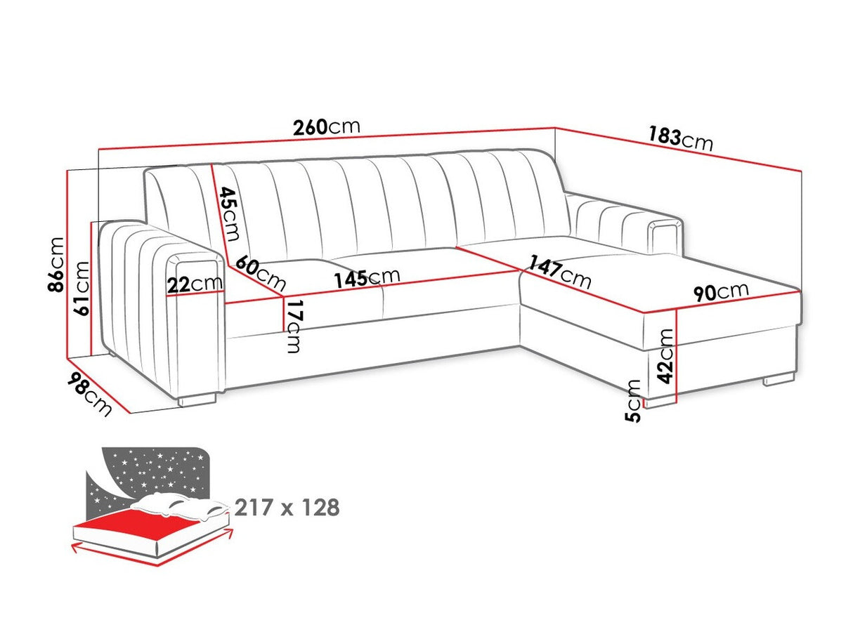Sarokkanapé KENZO (Ritobenem), Szín: Manila 16, Változatok: Jobbos