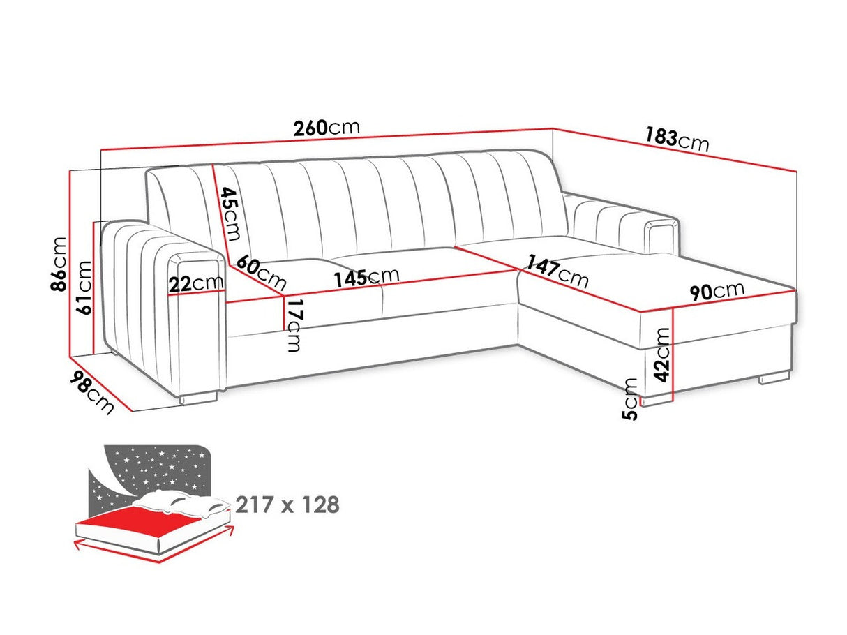 Sarokkanapé KENZO (Ritobenem), Szín: Manila 18, Változatok: Jobbos