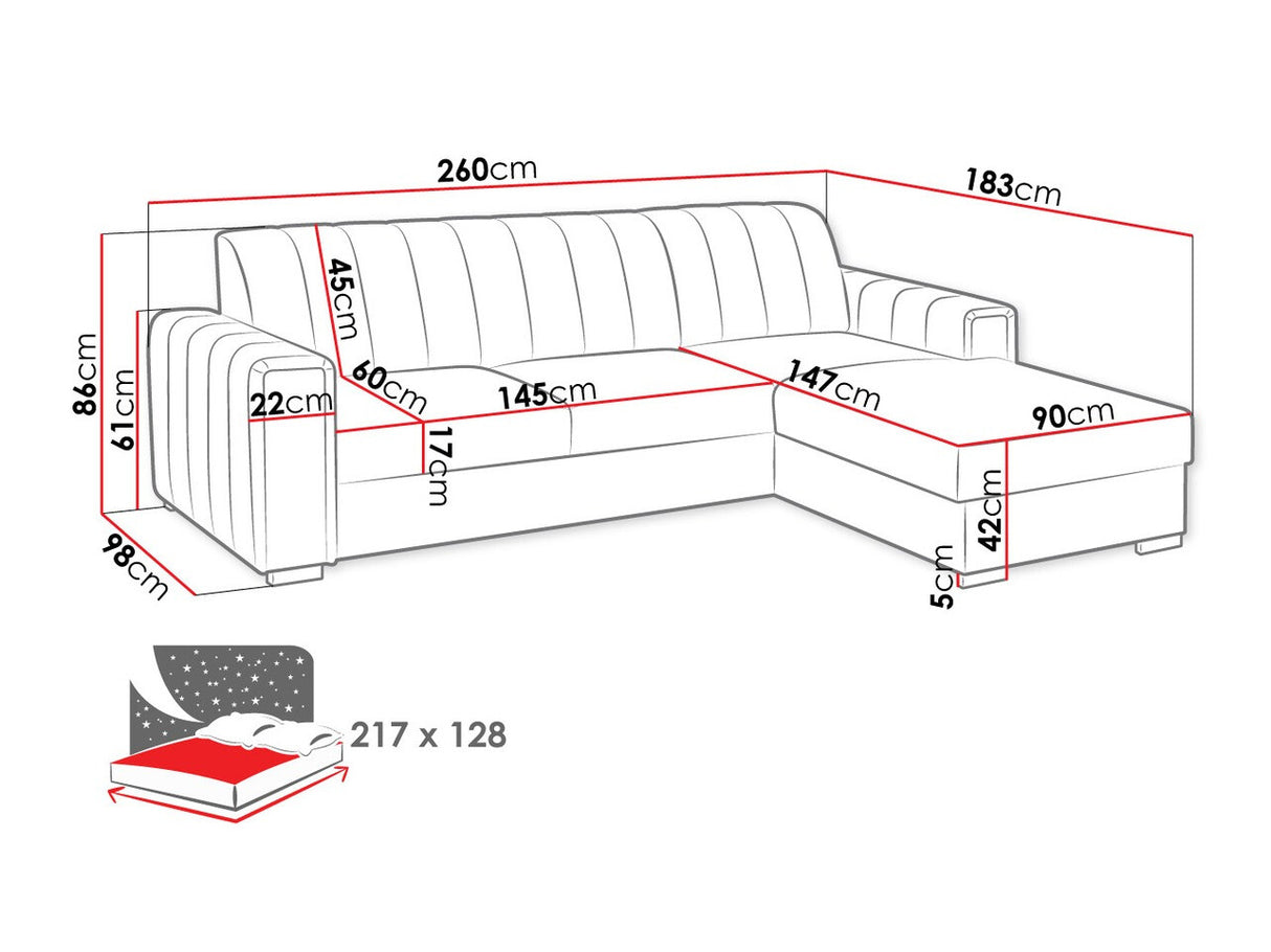 Sarokkanapé KENZO (Ritobenem), Szín: Manila 35, Változatok: Balos