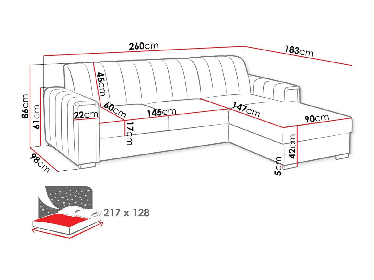 Sarokkanapé KENZO (Ritobenem), Szín: Manila 35, Változatok: Jobbos