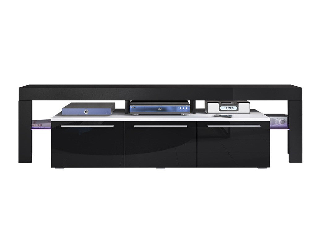 TV-állvány Beta 150 plus (Quatro 150 Plus), Szín: Fehér + Fényes fekete