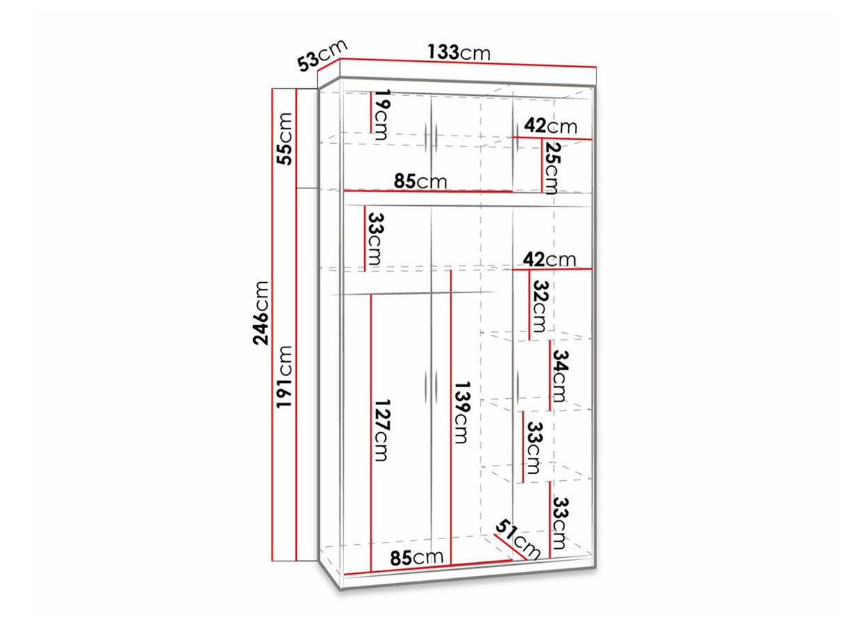 Gardróbszekrény Elena (Melen 3D) III, Szín: Sonoma tölgy