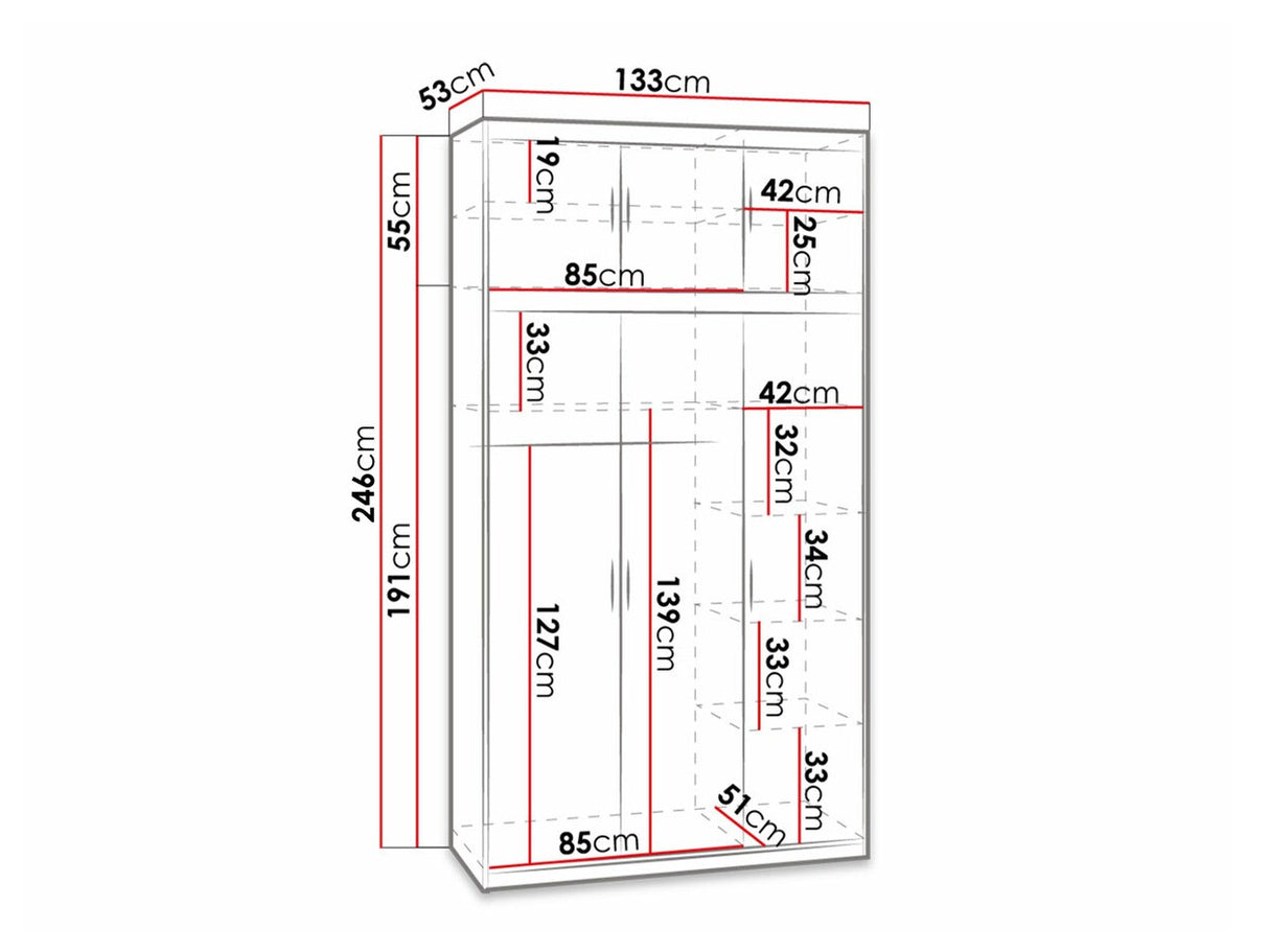 Gardróbszekrény Elena (Melen 3D) III, Szín: Lefkas tölgy