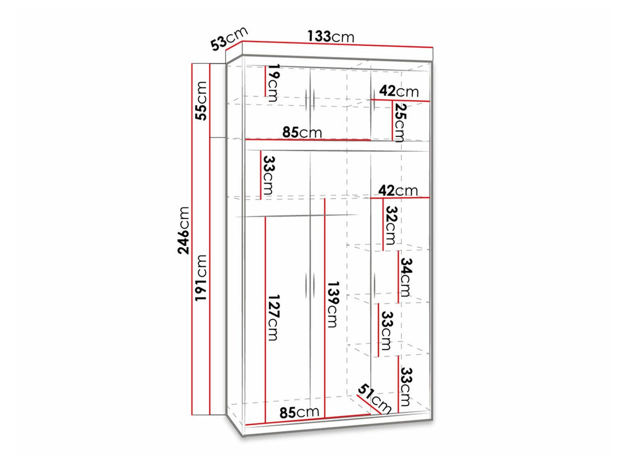 Gardróbszekrény Elena (Melen 3D) III, Szín: Fehér
