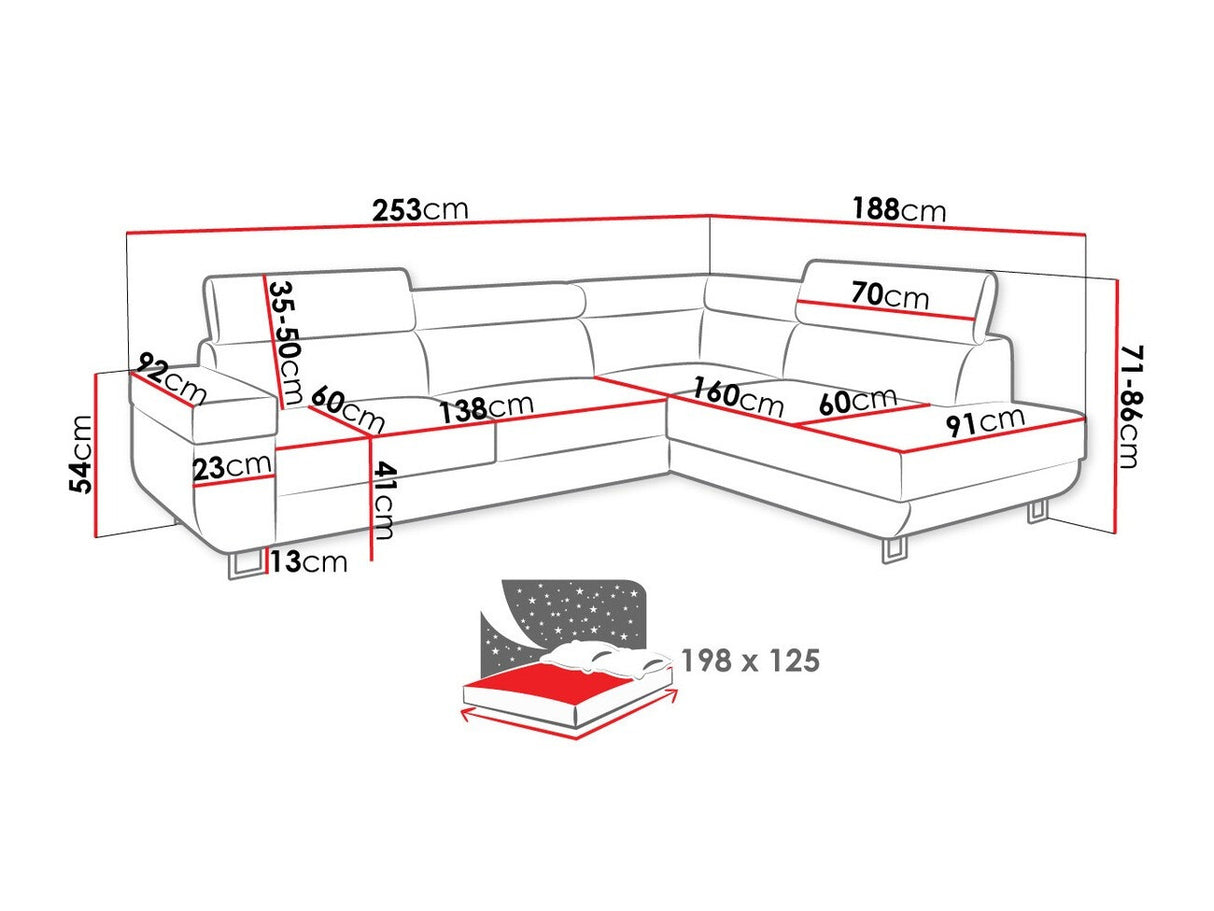Sarokkanapé Fonti (Antrodem), Szín: Manila 16 + Manila 18, Változatok: Balos