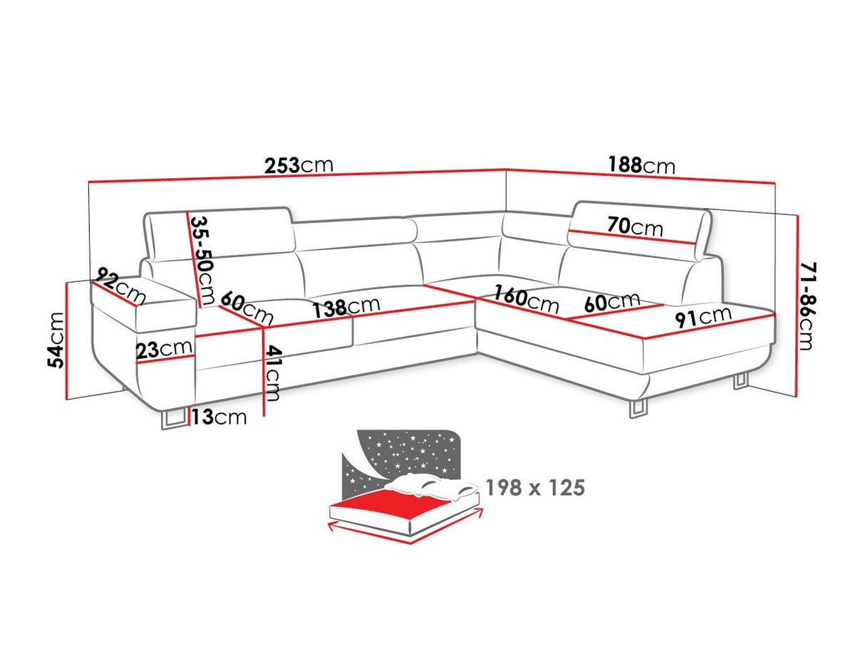 Sarokkanapé Fonti (Antrodem), Szín: Manila 16 + Manila 18, Változatok: Jobbos