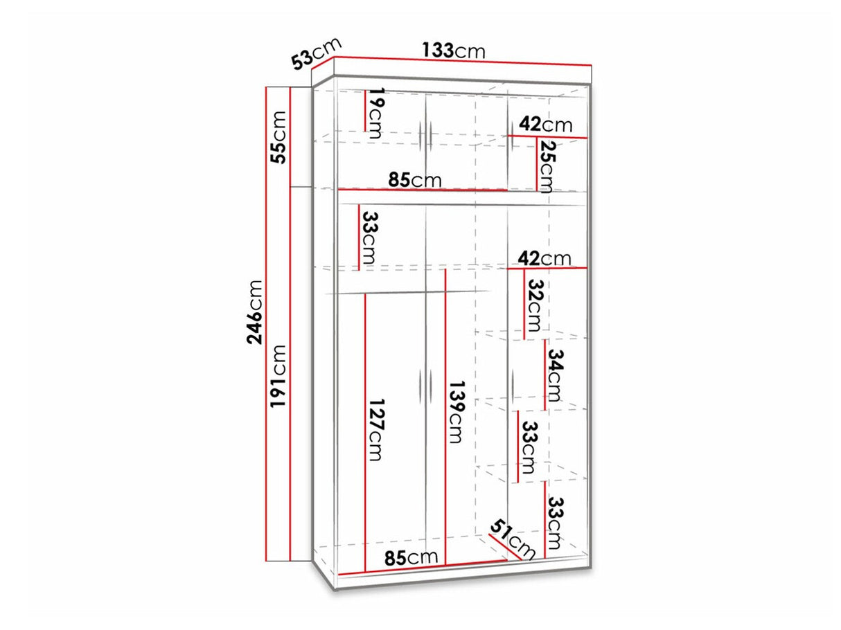 Gardróbszekrény ELENA (Melen 3D) IV, Szín: Lefkas tölgy