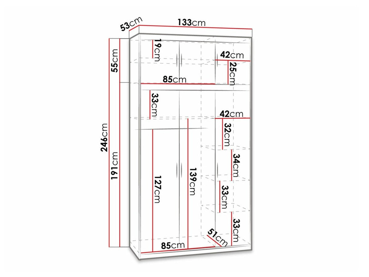 Gardróbszekrény ELENA (Melen 3D) IV, Szín: Fehér