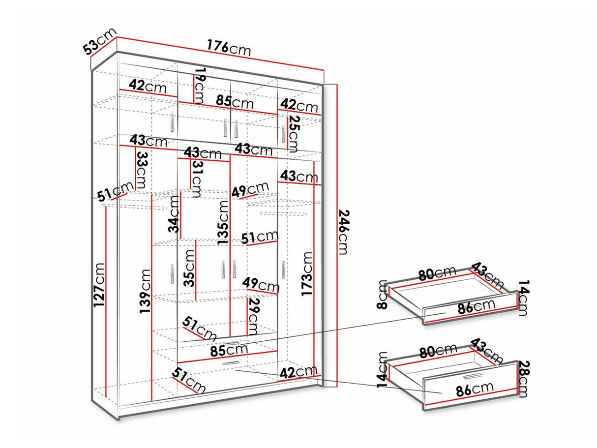 Gardróbszekrény ELENA (Melen 4D), Szín: Fehér