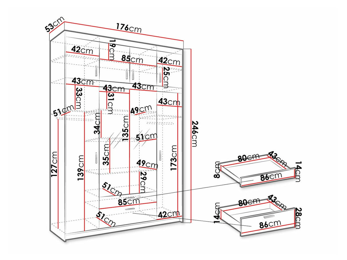 Gardróbszekrény ELENA (Melen 4D) IV, Szín: Sonoma tölgy