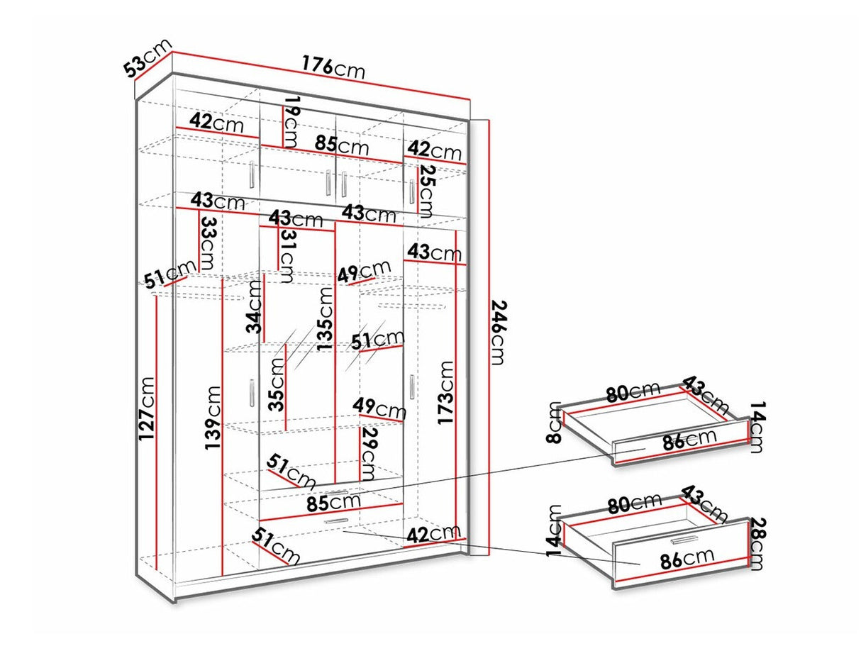 Gardróbszekrény ELENA (Melen 4D) IV, Szín: Lefkas tölgy