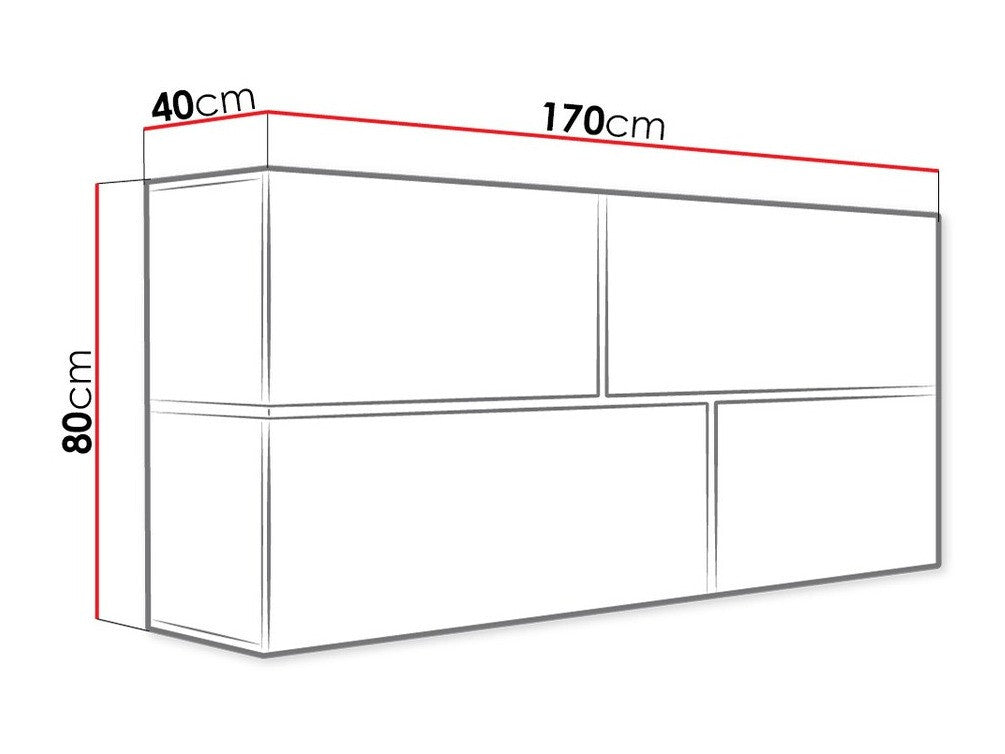 Fali szekrény Goya, Szín: Fehér + Fényes fehér + Sonoma tölgy