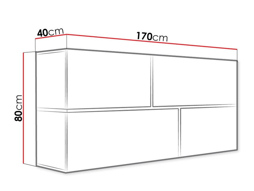 Fali szekrény Goya, Szín: Fekete + Fényes fekete + Fehér