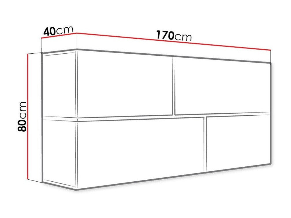 Fali szekrény Goya, Szín: Fehér + Fényes fehér + Fekete