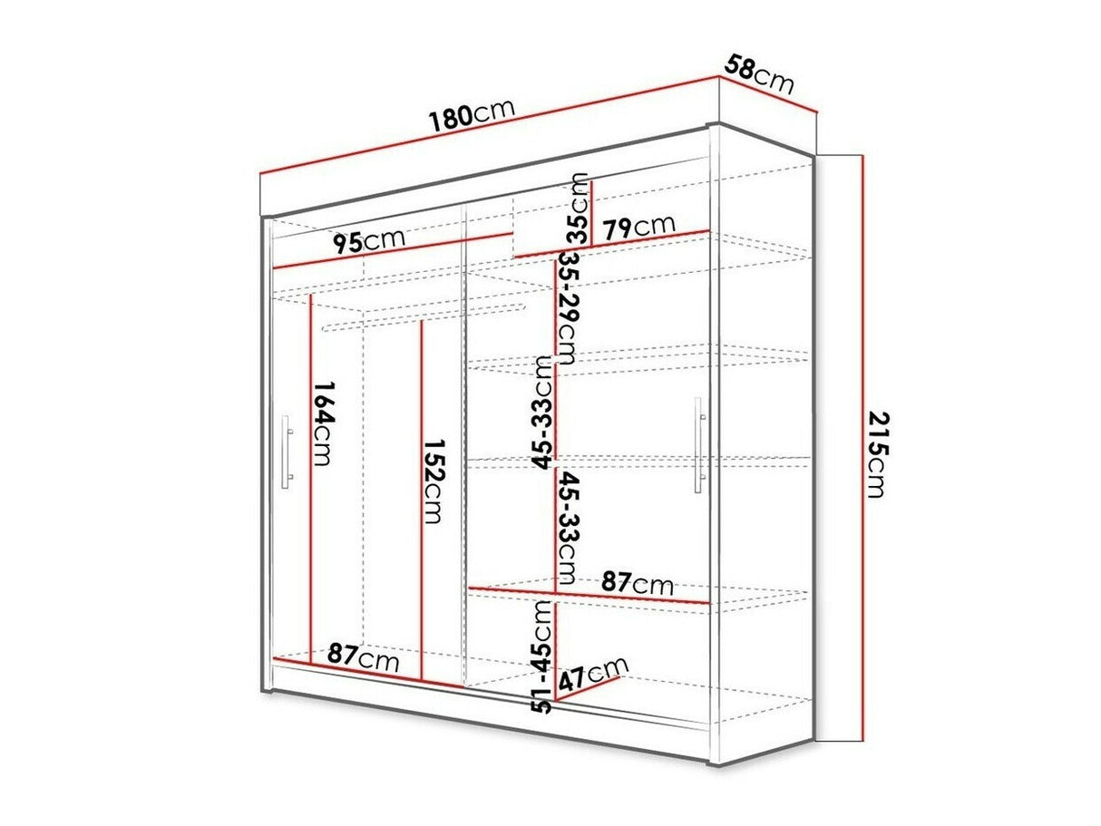 Gardróbszekrény Bega 180 I (London), Szín: Sonoma tölgy, Led világítás: Nem