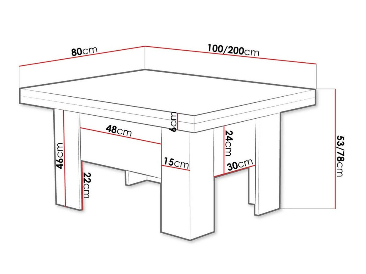 Kihajtható dohányzóasztal Eryk, Szín: Fehér